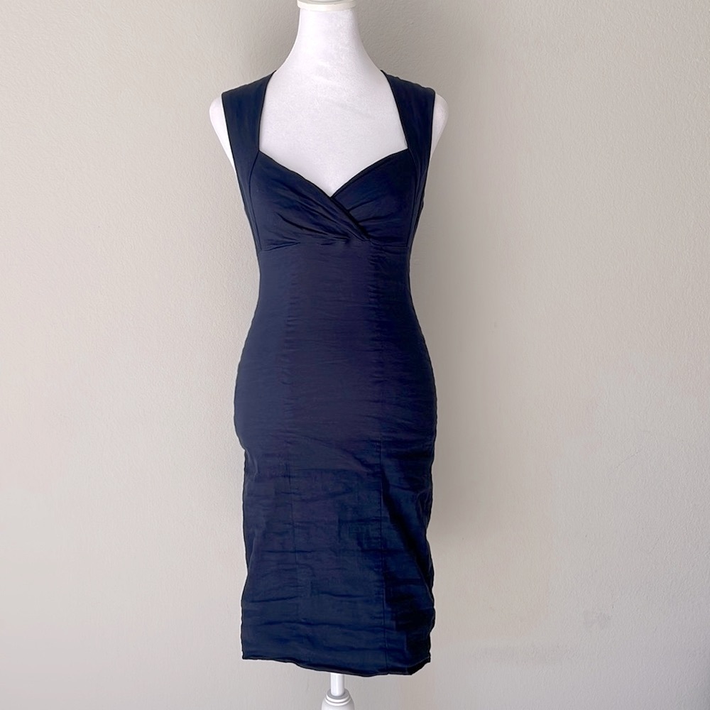 Nicole Miller Navy Metal Sheath Dress Size 4